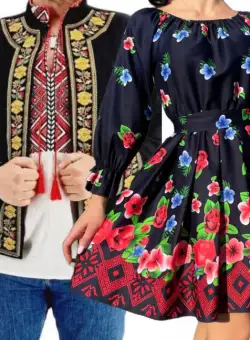 Set Cuplu Traditional 398 SacouTraditional si Rochie Traditionala