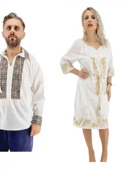 Set Cuplu Traditional 563 Camasa Traditionala si Rochie Traditionala