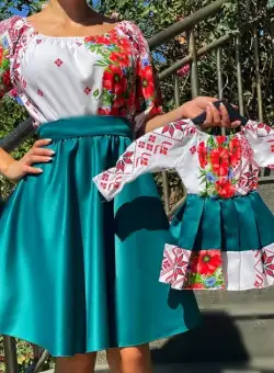 Set Mama si Fiica Rochii stilizate cu maci 33
