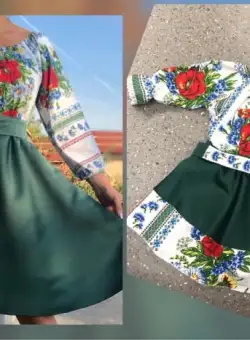 Set Rochii elegante Mama - Fiica - Verde