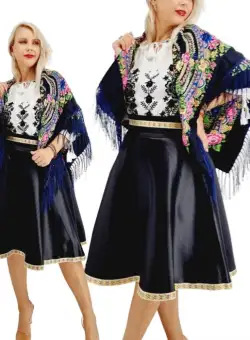 Set stilizat traditional format din ie, fusta si batic