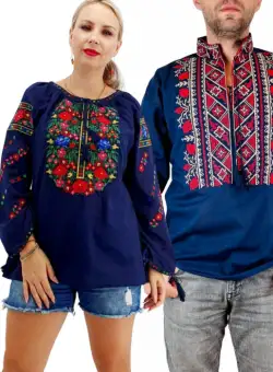 Set Traditional Cuplu 276 Camasi traditionale cu broderie