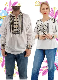 Set Traditional Cuplu 515 Camasi traditionale cu broderie