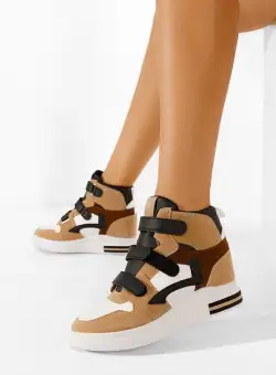 Sneakers dama cu platforma ascunsa Veleta kaki