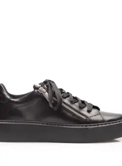 Sneakers damă din piele naturală, Leofex - 077 Negru Box