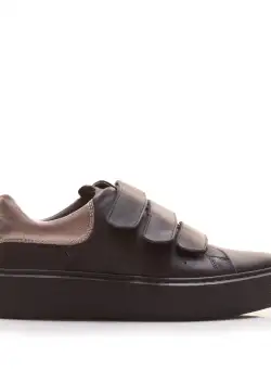 Sneakers damă din piele naturală, Leofex - 364 Negru box