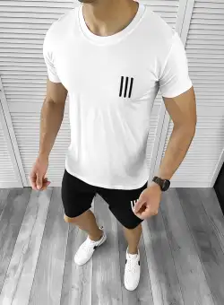 Trening barbati alb/negru pantaloni + tricou 10588 D6-4.3