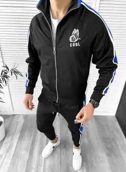 Trening barbati slim fit negru Pantaloni + Hanorac K086 X8-1