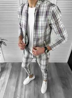 Trening barbati slim fit Pantaloni + Hanorac 10039 65B-3