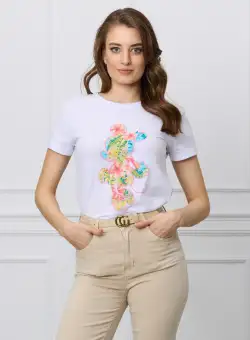 Tricou Minnie alb cu imprimeu multicolor