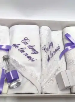 Trusou Botez Brodat cu fir mov