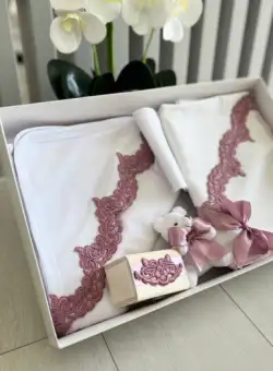 Trusou Botez format din 9 piese cu Ursulet - Roz 2