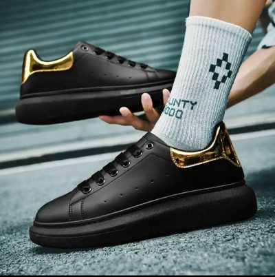 Adidasi barbati casual negri cu auriu VIP ZR 777  T52-4
