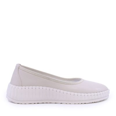 Balerini flexibili femei Benvenuti albi din piele 519DP6489A