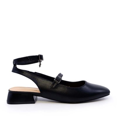 Balerini slingback femei Enzo Bertini negri din piele naturală  1129DD1618N