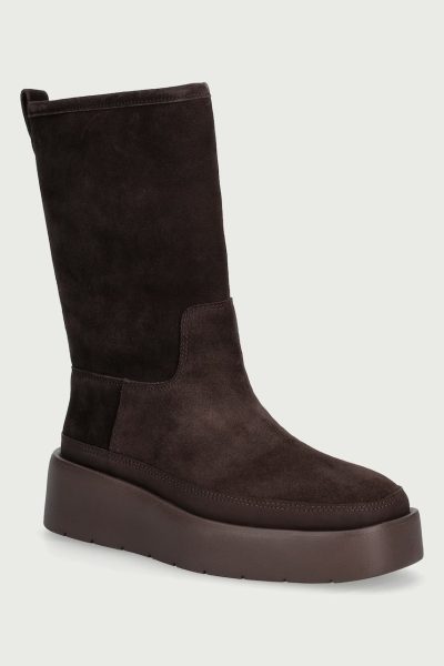 Calvin Klein  botine pentru femei din piele întoarsă FLATFORM MID BOOT SUEDE WL