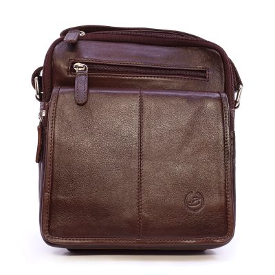 Geantă crossbody bărbați Benvenuti maro din piele 263BGEA6088M