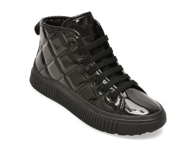 Ghete GEOX negre, J56M3F, din piele ecologica lacuita