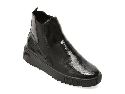 Ghete REMONTE negre, R7994, din piele ecologica lacuita