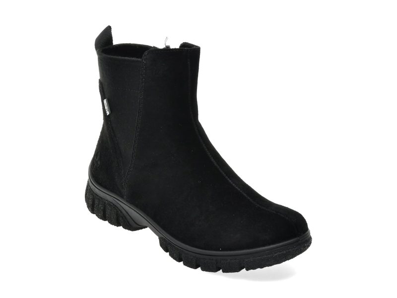 Ghete RIEKER negre, Z7269, din piele intoarsa