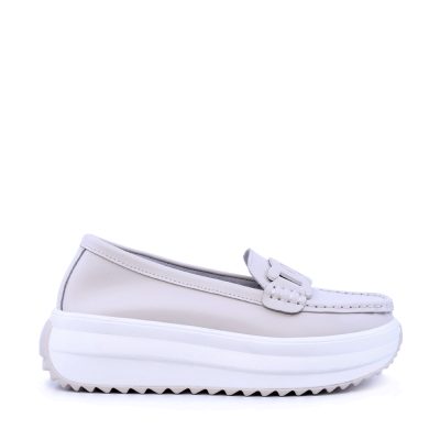 Mocasini femei Benvenuti din piele bej cu accesoriu deco 1941DM026BE