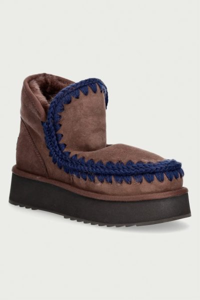 Mou  Mini Eskimo Platform Boot cizme de zăpadă pentru femei din piele întoarsă