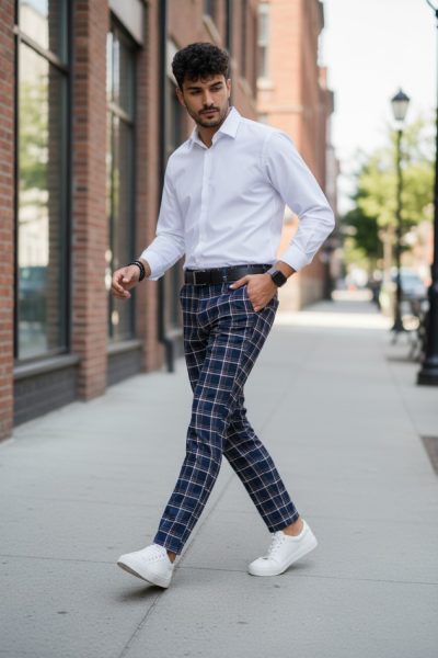 Pantaloni barbati casual regular fit in carouri B1779   i17-1.3