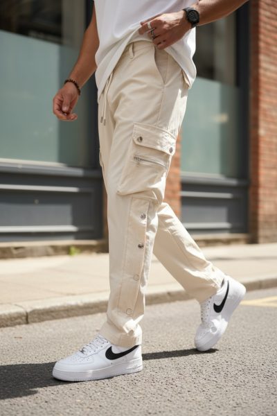 Pantaloni de trening cargo  bej  conici Y142 22A-2.2