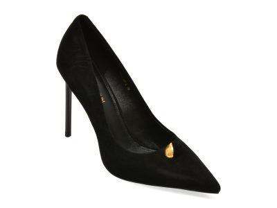 Pantofi eleganti EPICA PREMIUM negri, 2539, din piele intoarsa