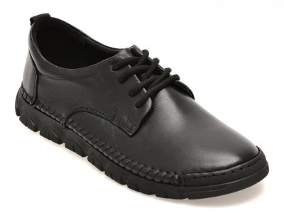 Pantofi OTTER negri, DD4106, din piele naturala