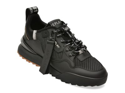 Pantofi sport REPLAY negri, MS8L00L, din material textil si piele naturala