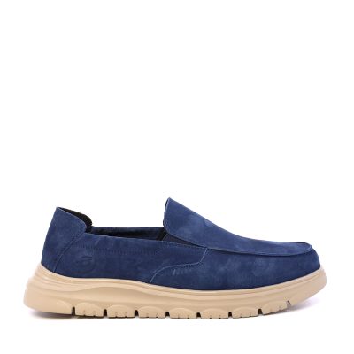 Pantofi tip mocasin bărbați Benvenuti bleumarin din piele întoarsă  3851BM809VBL