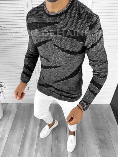 Pulover barbati gros negru slim fit T3617  i9-1.1