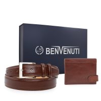 Set Cadou Bărbați Benvenuti maro cognac din piele 336bcadoubvn06co