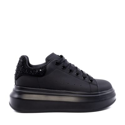 Sneaker femei Enzo Bertini negri din piele cu ștrasuri 3862dp262n