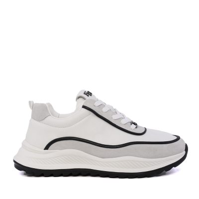Sneaker ușori bărbați Enzo Bertini albi din piele și piele întoarsă 3661BP851A