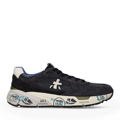 Sneakers bărbați Premiata Mase gri închis din piele întoarsă și textil 1691BP8014GR
