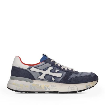 Sneakers bărbați Premiata Mick bleumarin din piele întoarsă și textil 1691BP8006BL