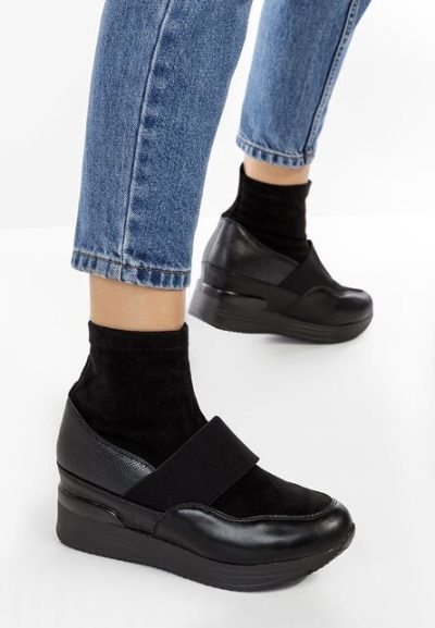 Sneakers cu platforma negri Soliana