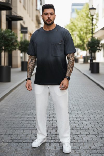Tricou barbati  negru degrade  oversize  premium Y003 11-2.1