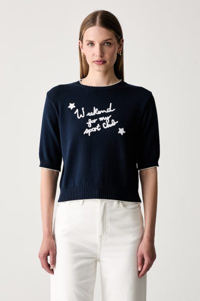 Weekend Max Mara  pulover cu mânecă scurtă pentru femei cu bumbac WKDFIACRE